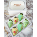 6pcs Green & Yellow with Gold Leaf Chocolate Strawberries Gift Box